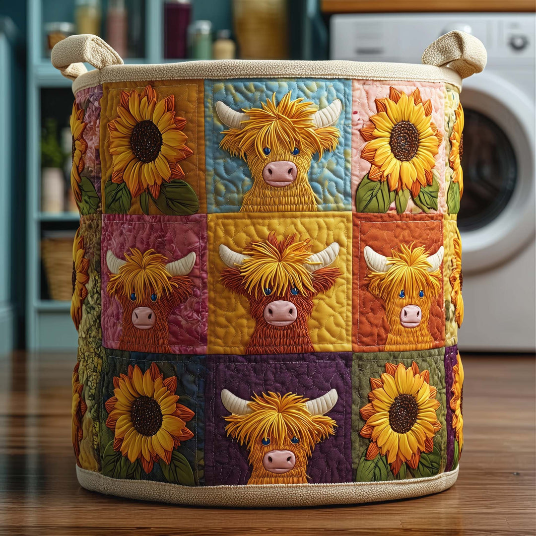 Quilted Sunflower Laundry Basket
