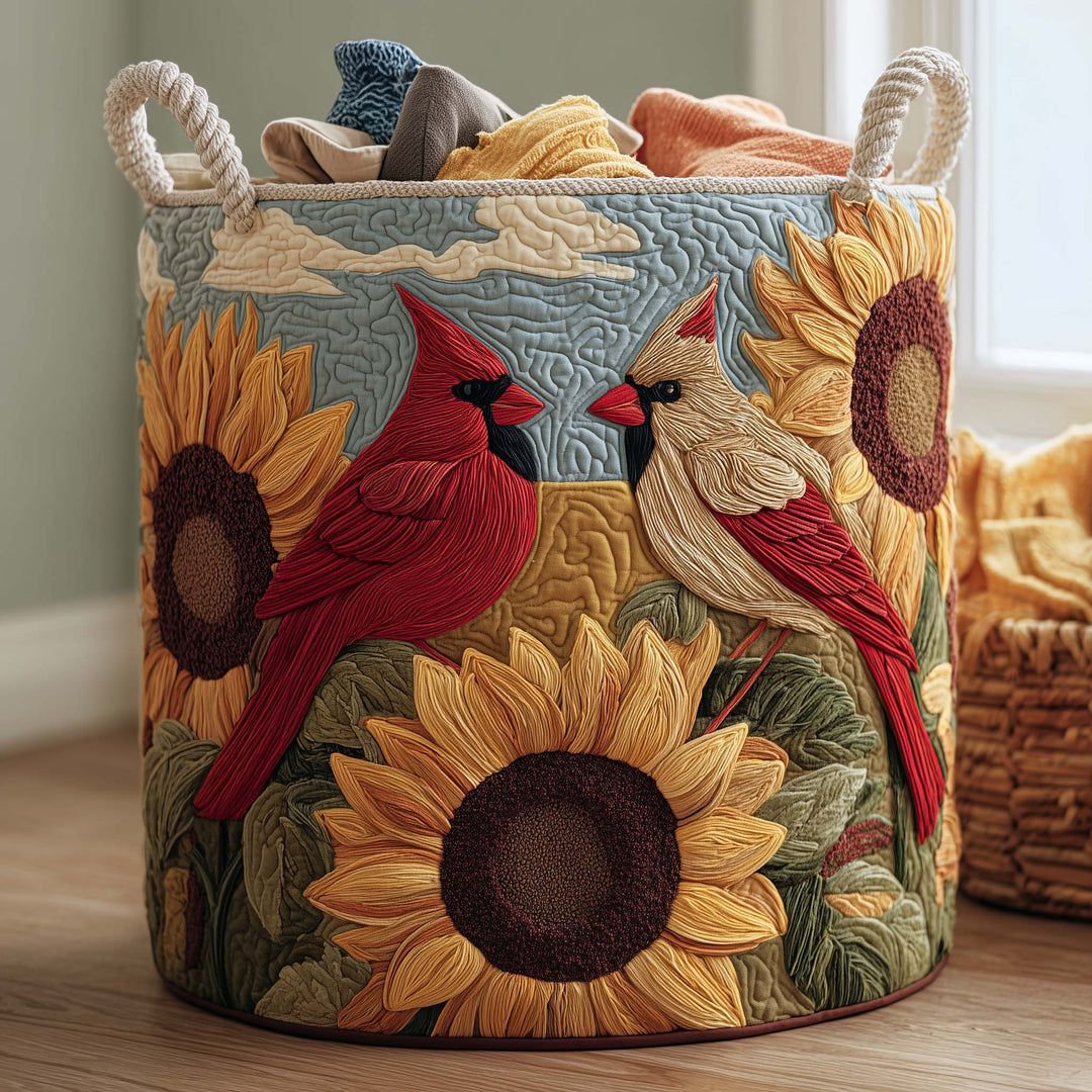 Quilted Laundry Basket Cardinal Pair