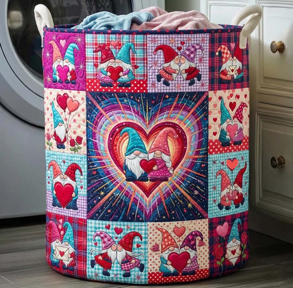 Gnomes Love the Quilted Laundry Basket