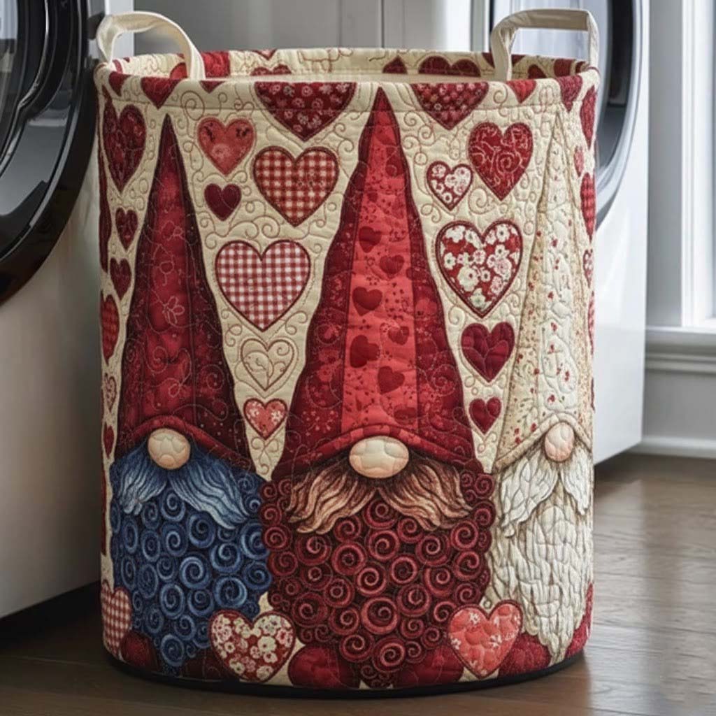 Gnomes Love the Quilted Laundry Basket