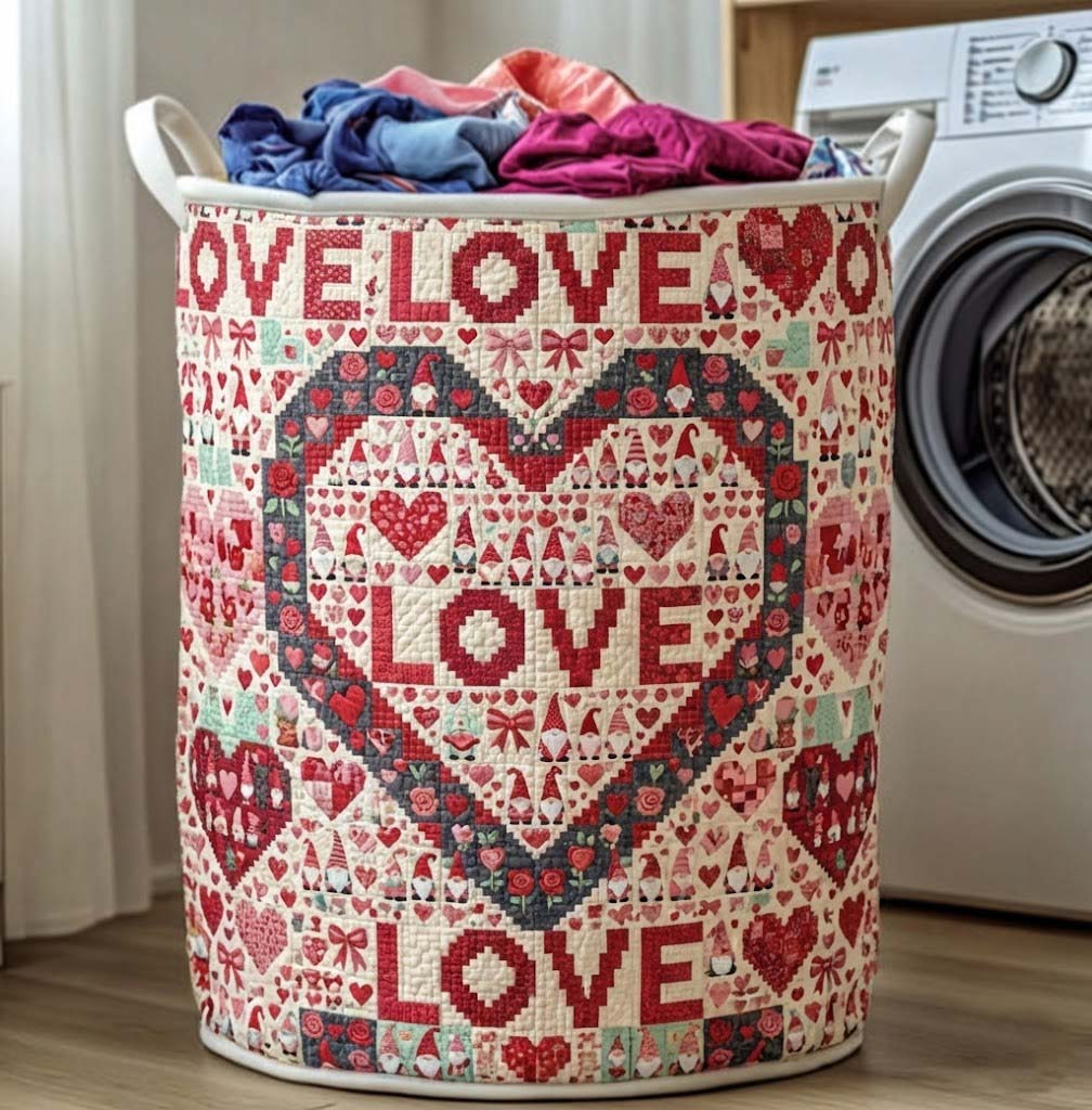 Gnomes Love the Quilted Laundry Basket
