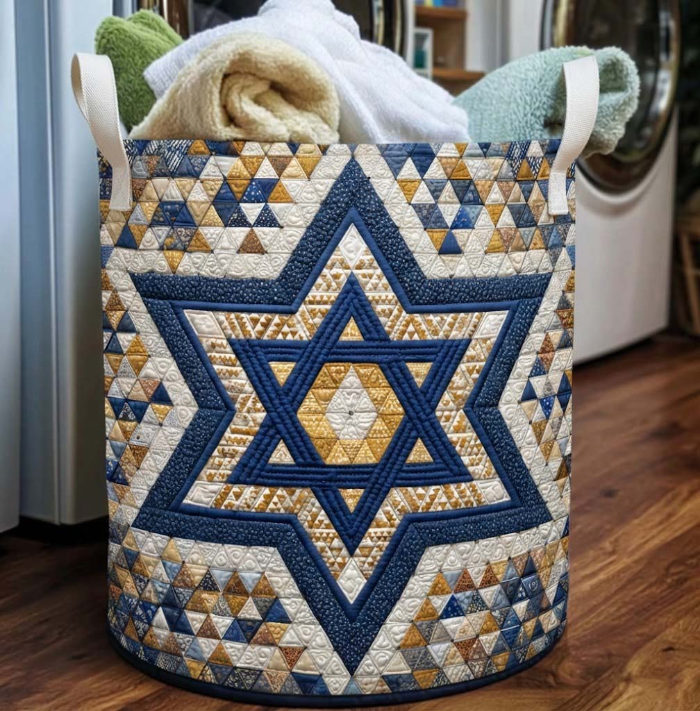 Quilted Laundry Basket Star of David