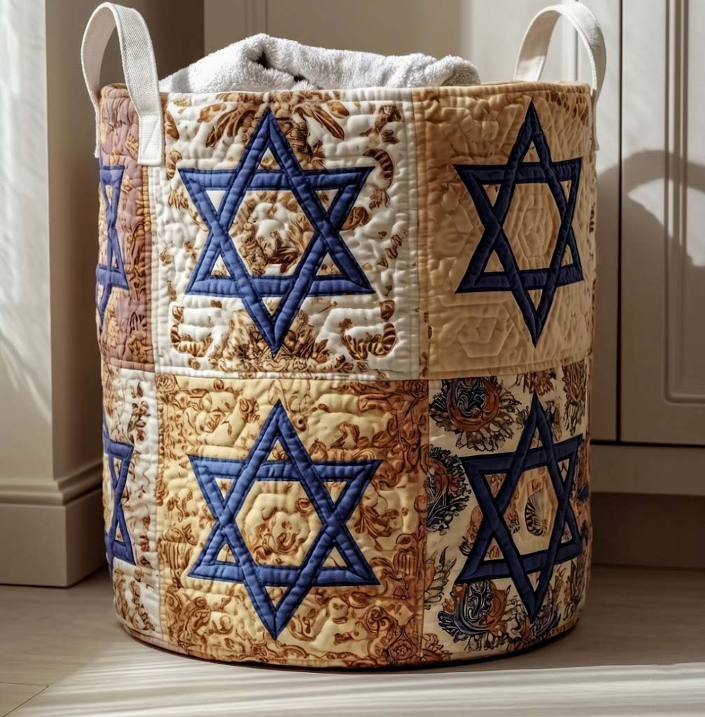 Quilted Laundry Basket Star of David
