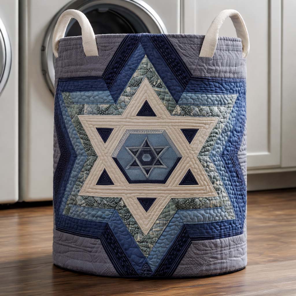 Quilted Laundry Basket Star of David