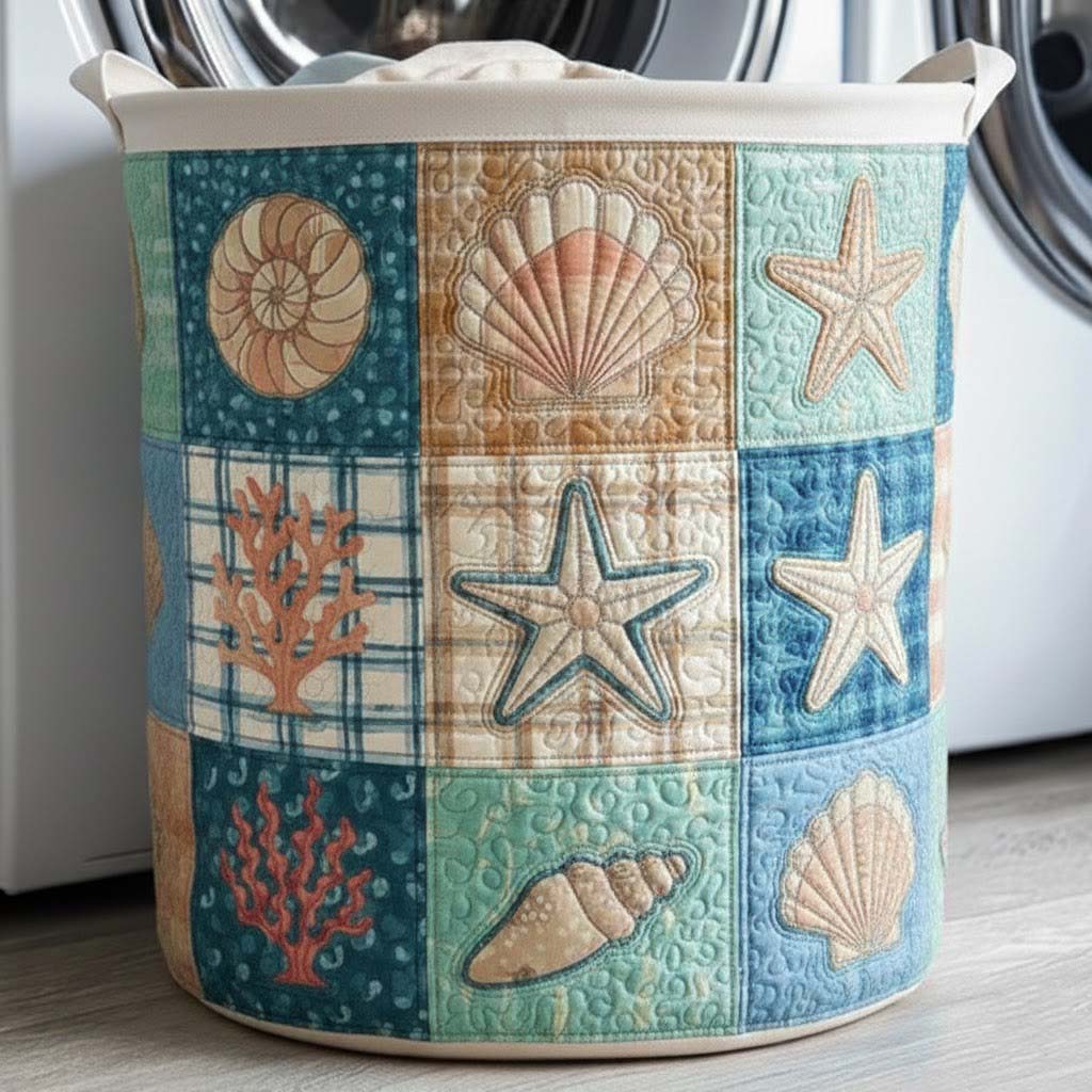 Quilted Laundry Basket Shoreline Gems