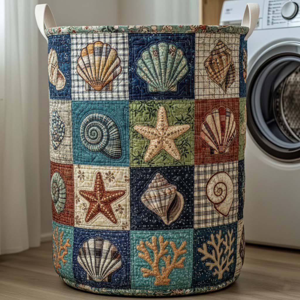 Quilted Laundry Basket Shoreline Gems