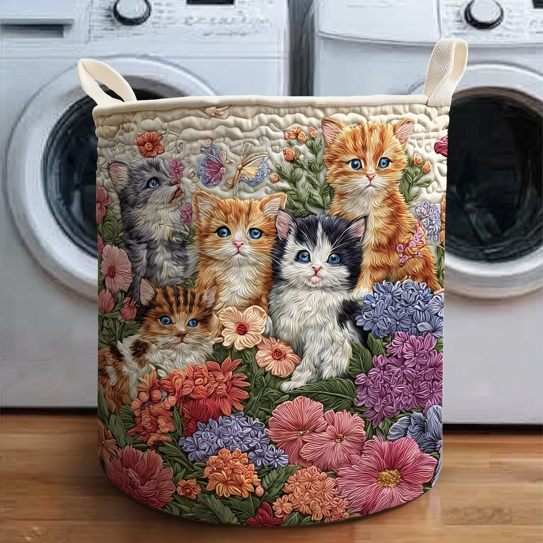 Vintage Meow Padded Laundry Basket