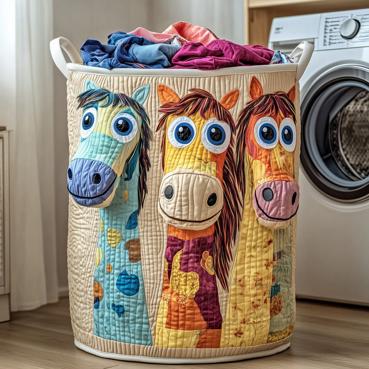 Funky Horse Quilted Laundry Basket