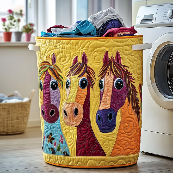 Funky Horse Quilted Laundry Basket