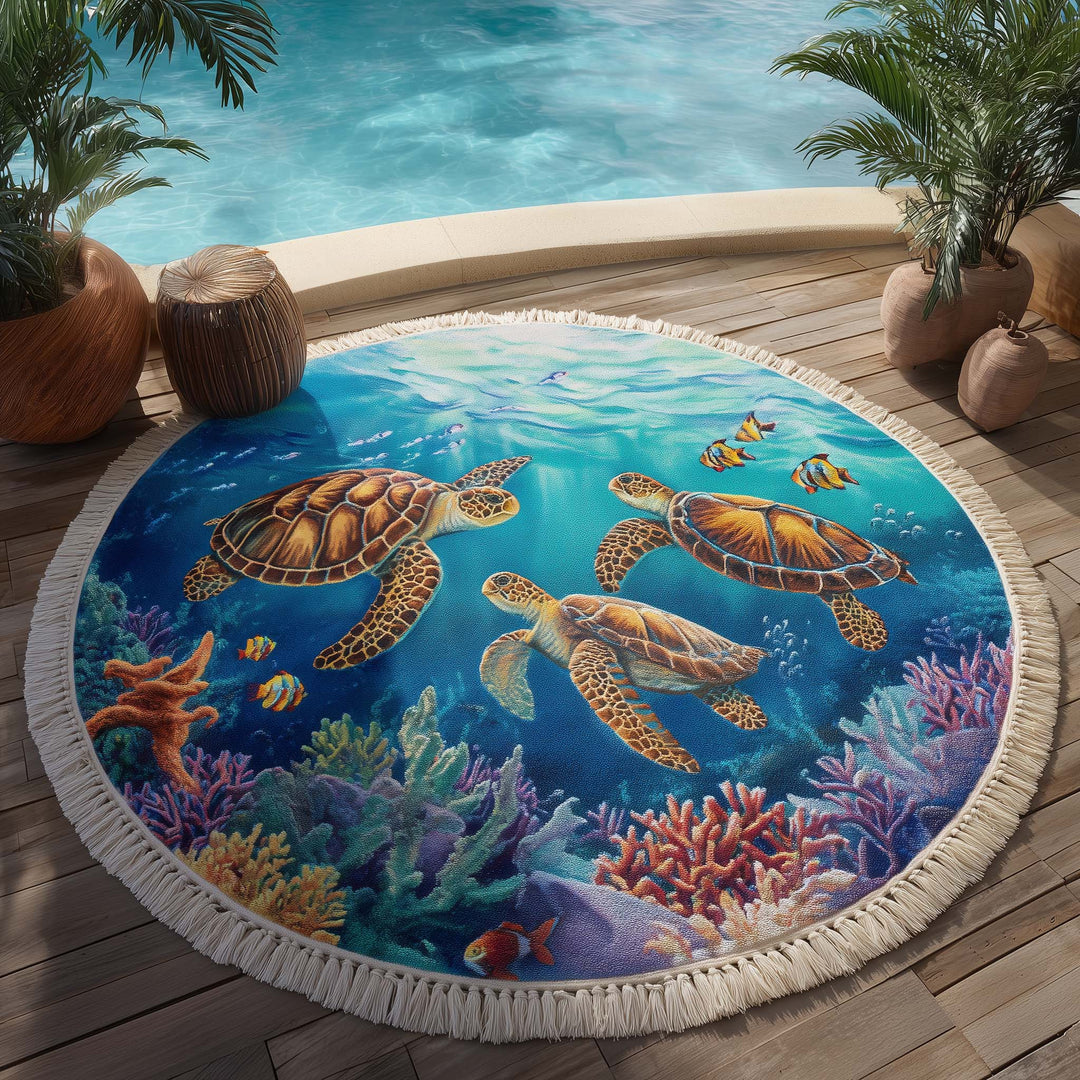 Round Beach Towel Coastal Calm