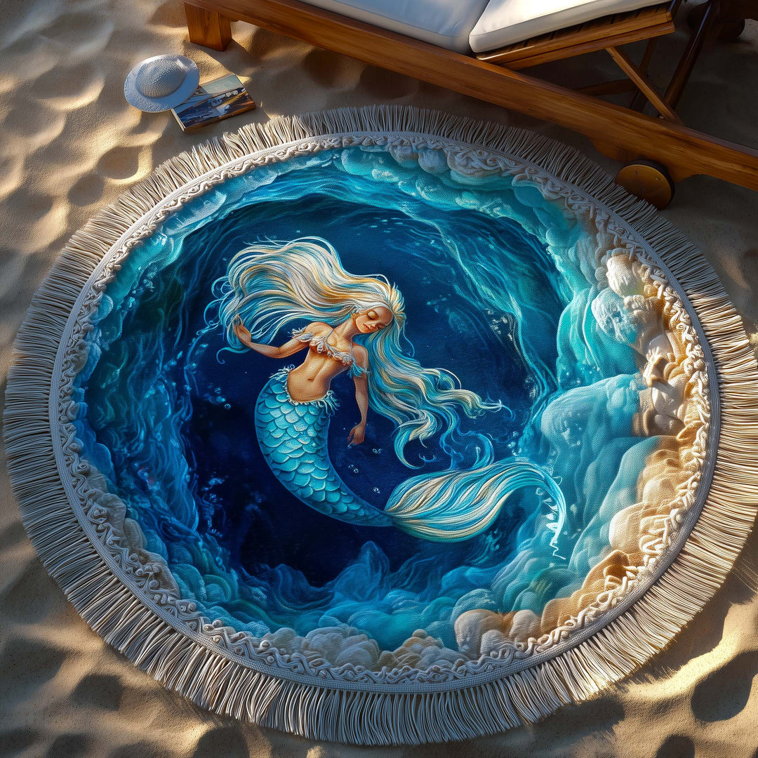 Round Beach Towel Aqua Harmony