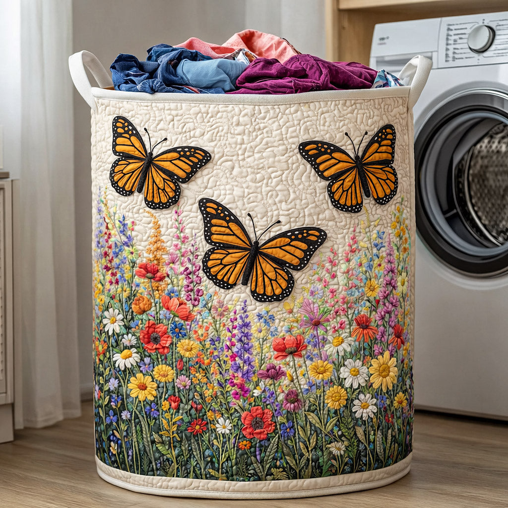 Quilted Laundry Basket Meadow Flutter
