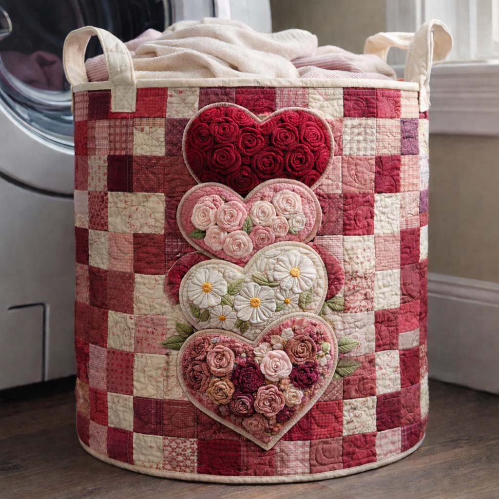 Floral Love Quilted Laundry Basket