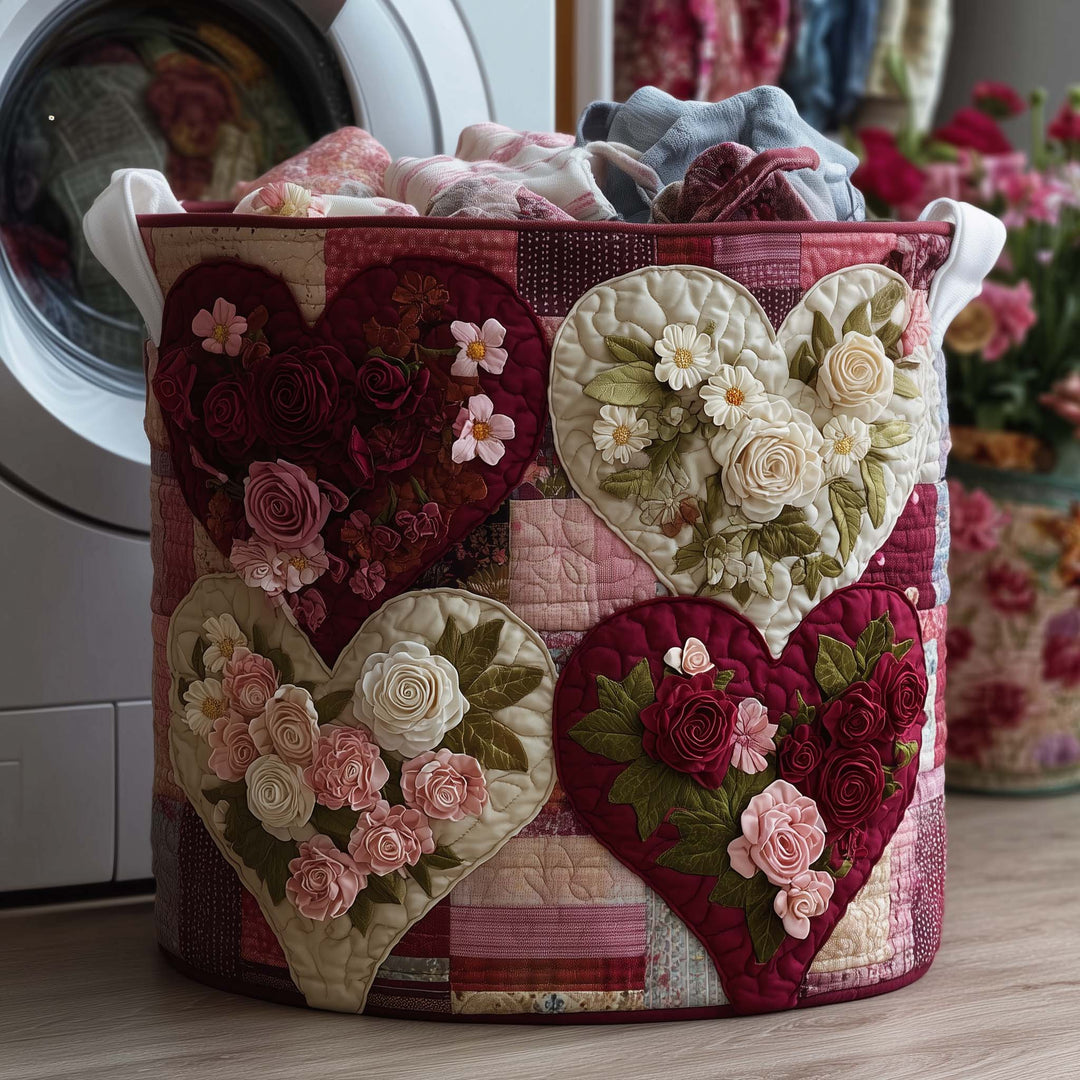 Floral Love Quilted Laundry Basket