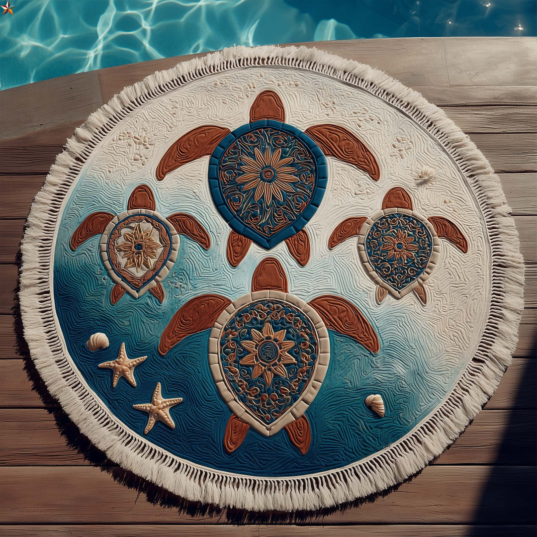 Round Beach Towel Turtle of the Soul