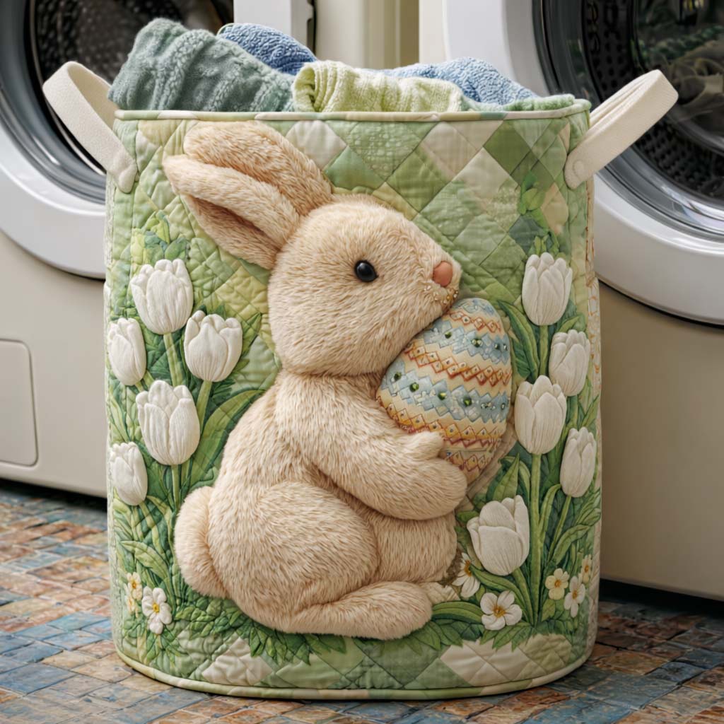 Quilted Easter Bunny Laundry Basket