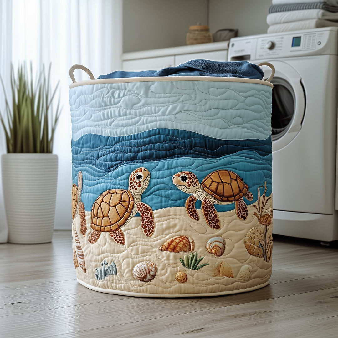 Ocean Turtle Quilted Laundry Basket