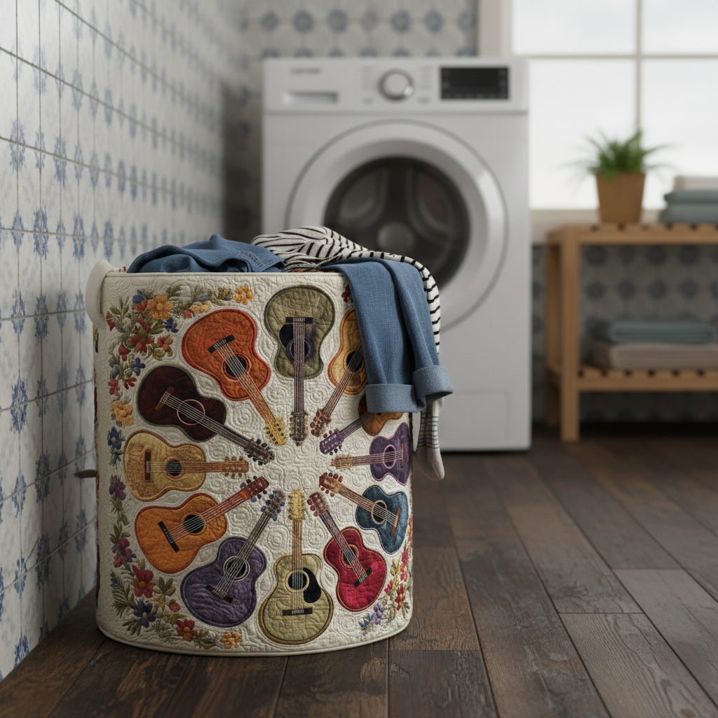 Quilted Laundry Basket Guitar Circle
