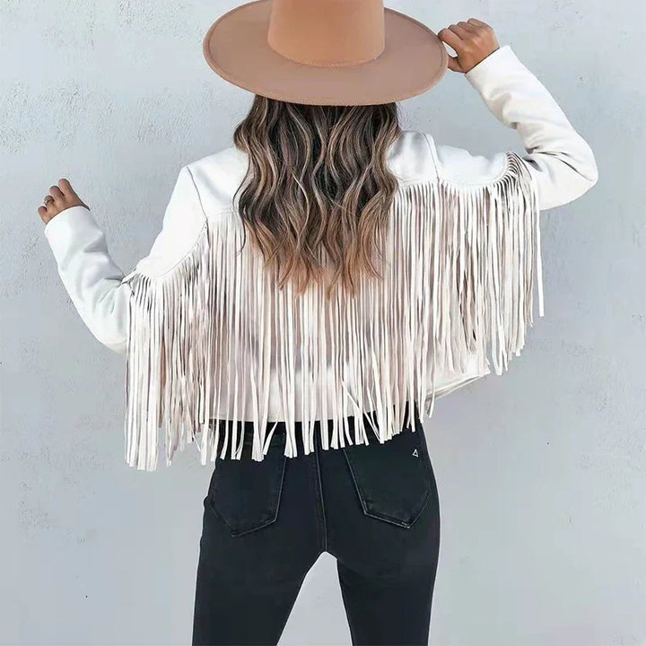 Helena | Suede Fringe Cropped Jacket