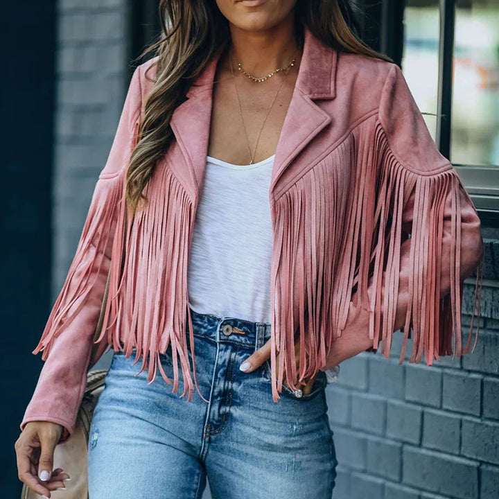 Helena | Suede Fringe Cropped Jacket