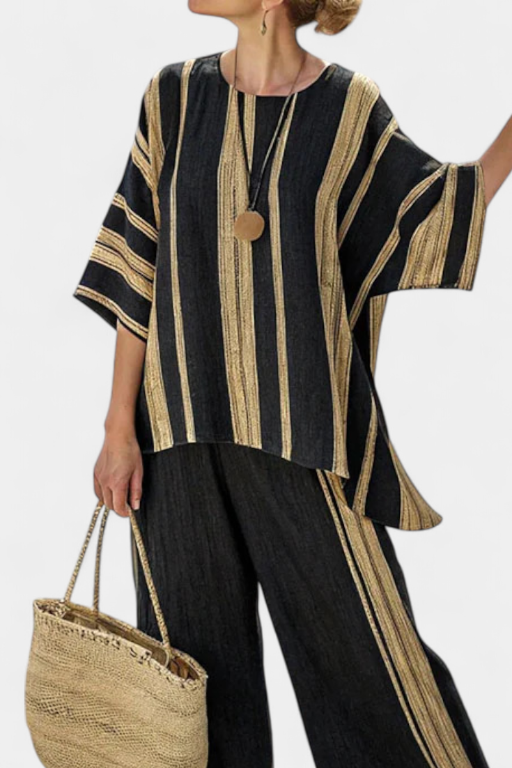 Brielle | Comfortable Oversized Striped Top & Relaxed Linen Pants