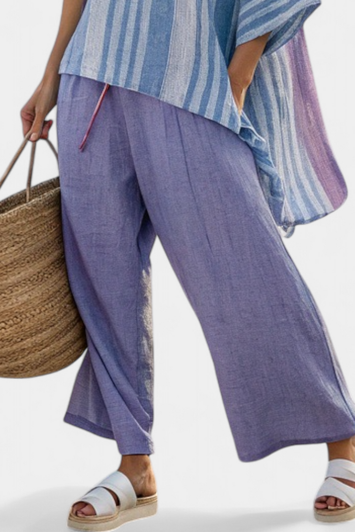 Sophia | Elegant Lavender & Sky Blue Top & Linen Pants