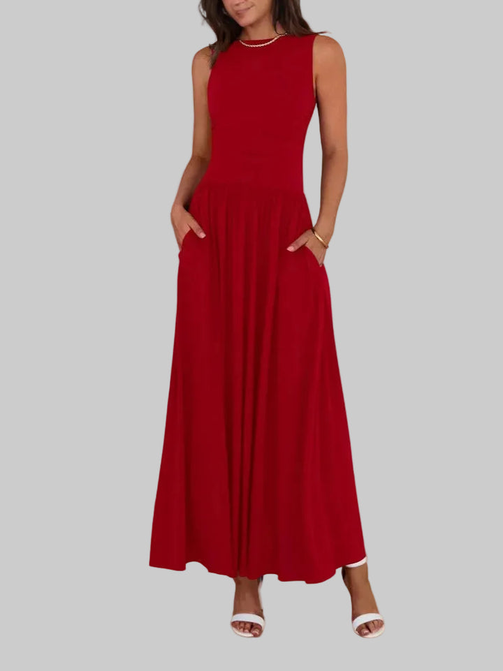 Freya | Chic Sleeveless Ruched High-Waisted Maxi Dress
