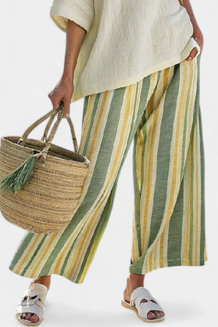 Iris | Sophisticated Top & Striped Linen Pants