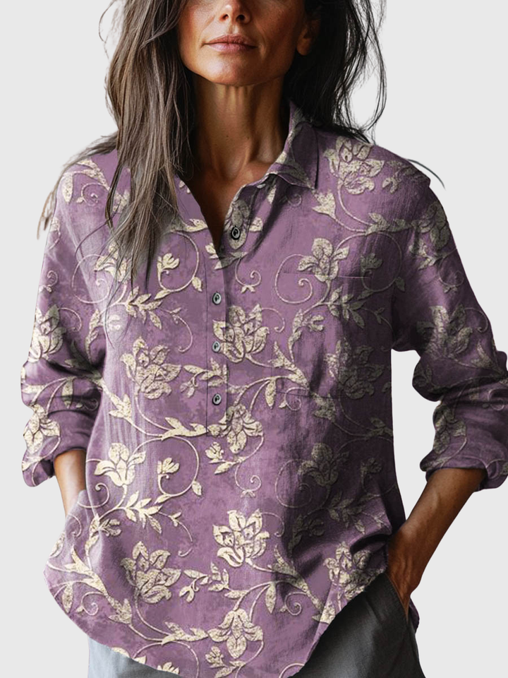 Lexi | Floral Embroidered Linen Shirt