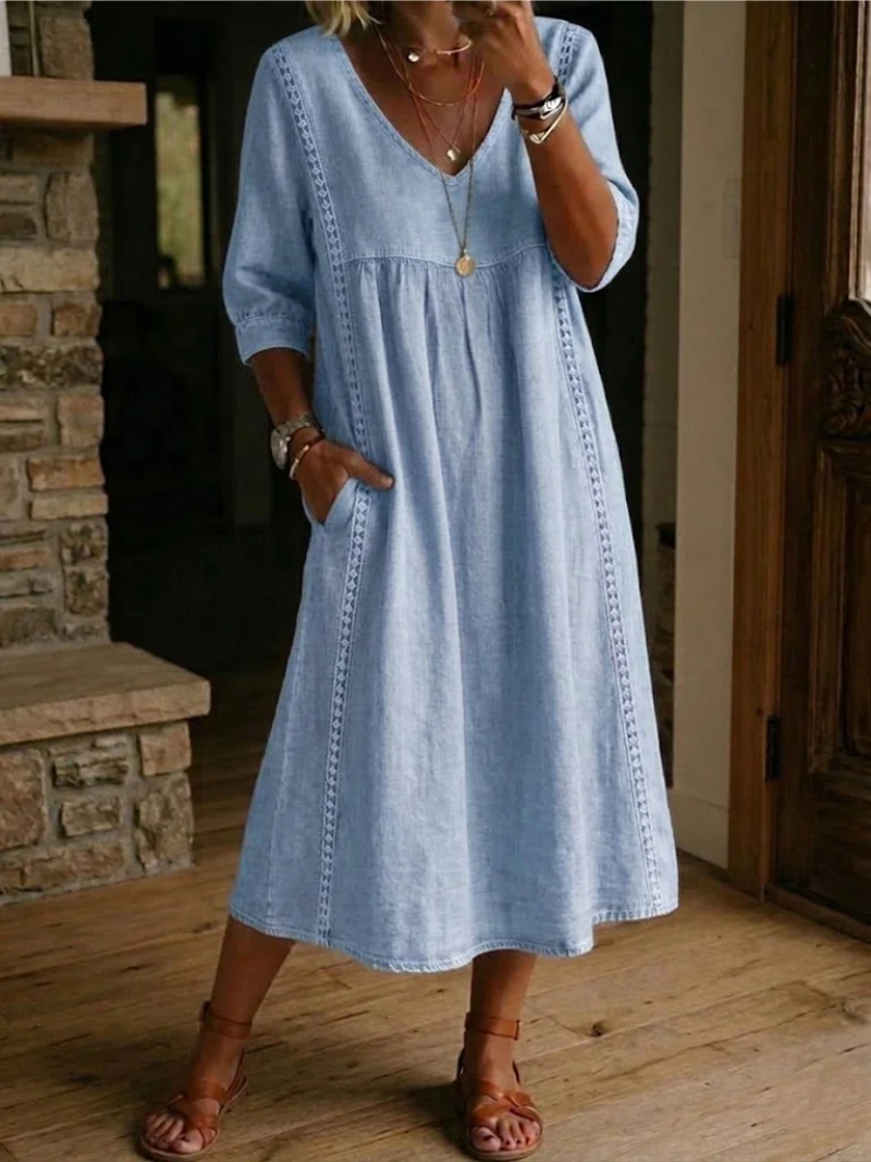 Avy | Linen Blend Dress Loose Fit Stylish Comfort