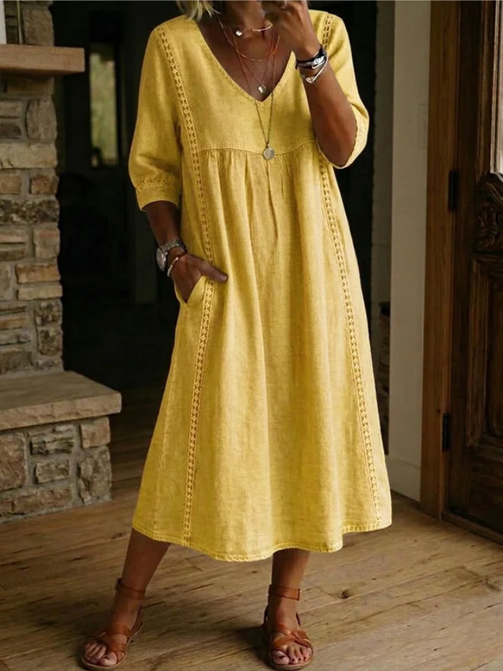 Avy | Linen Blend Dress Loose Fit Stylish Comfort