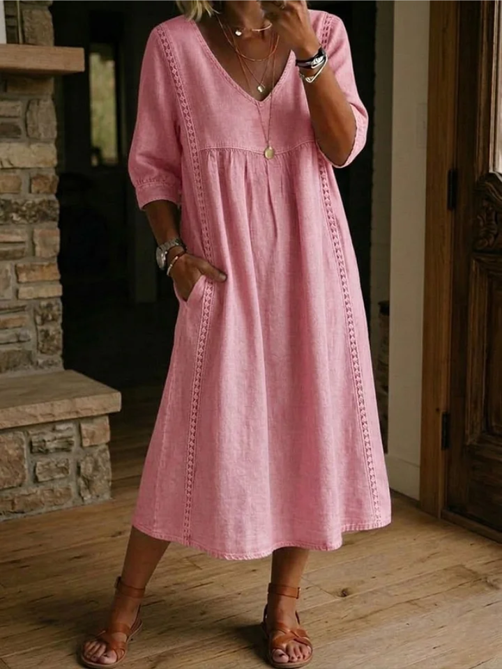 Avy | Linen Blend Dress Loose Fit Stylish Comfort