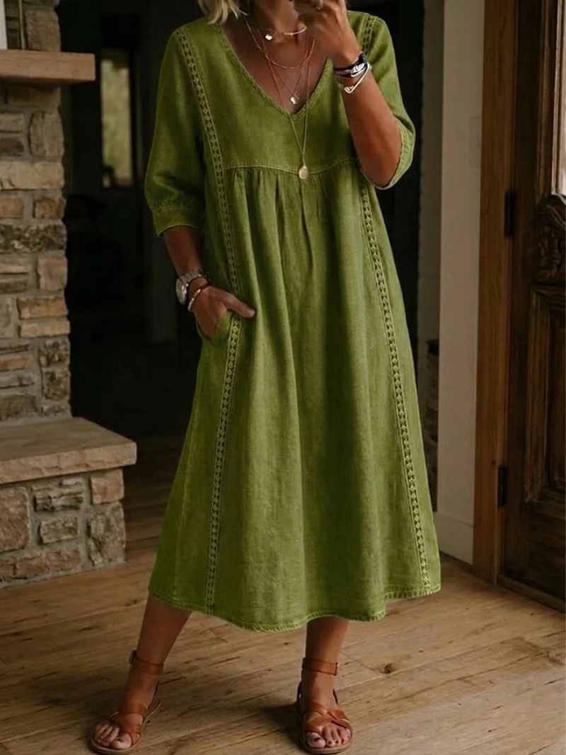 Avy | Linen Blend Dress Loose Fit Stylish Comfort