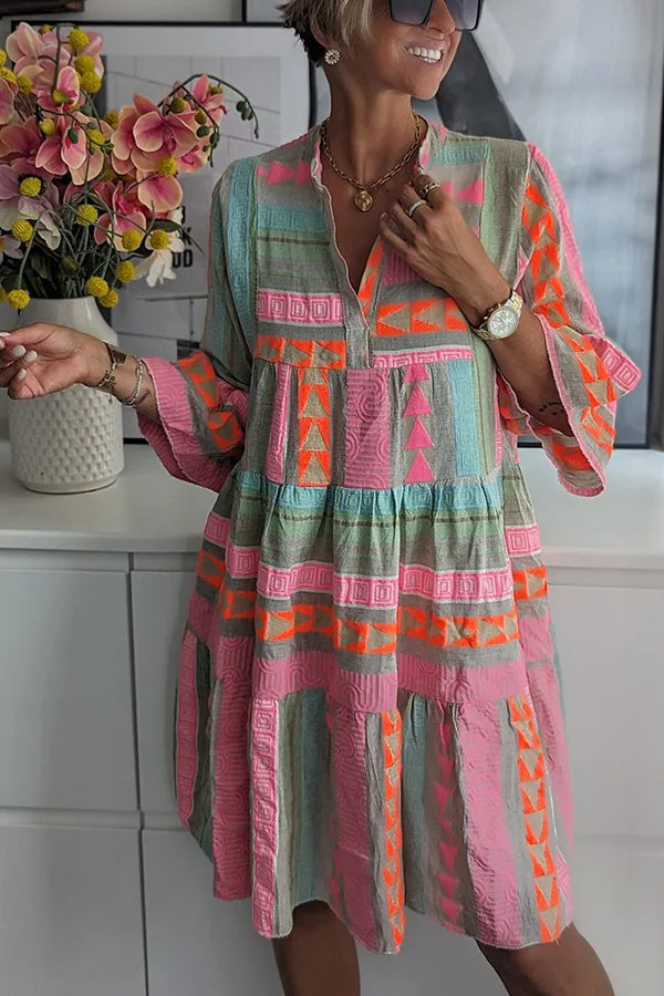 Lucy | Elegant Midi Dress with Flowing Patterns
