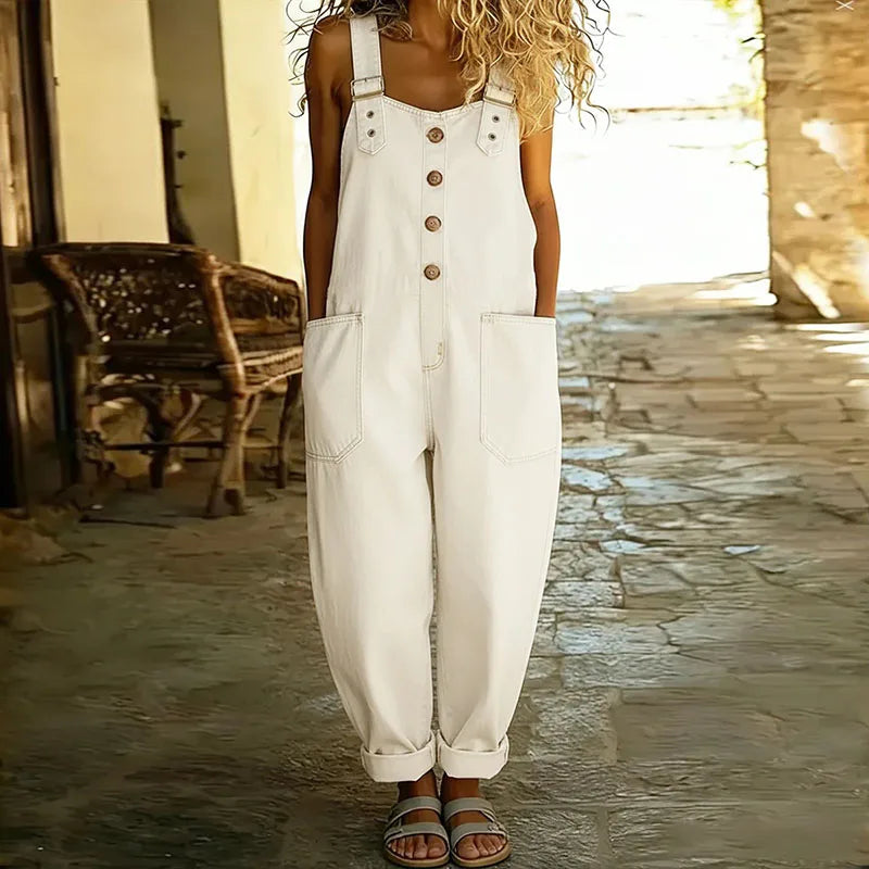 Taylor | Vintage Soft Cotton Denim-Look Overalls with Adjustable straps
