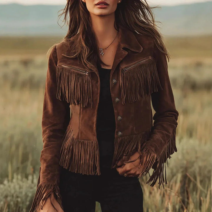 Madison │ Suede Fringe Button Jacket