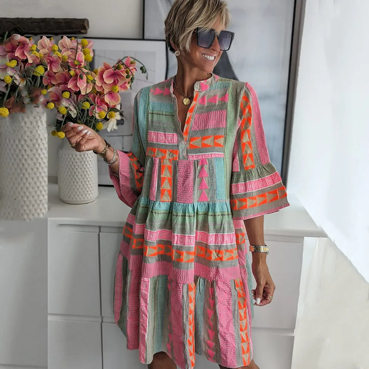 Lucy | Elegant Midi Dress with Flowing Patterns