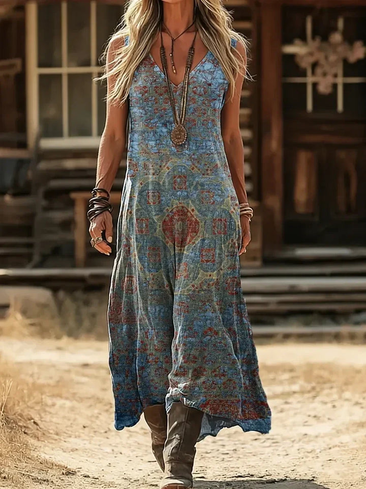 Sofia | Vintage Prairie Floral Midi Dress