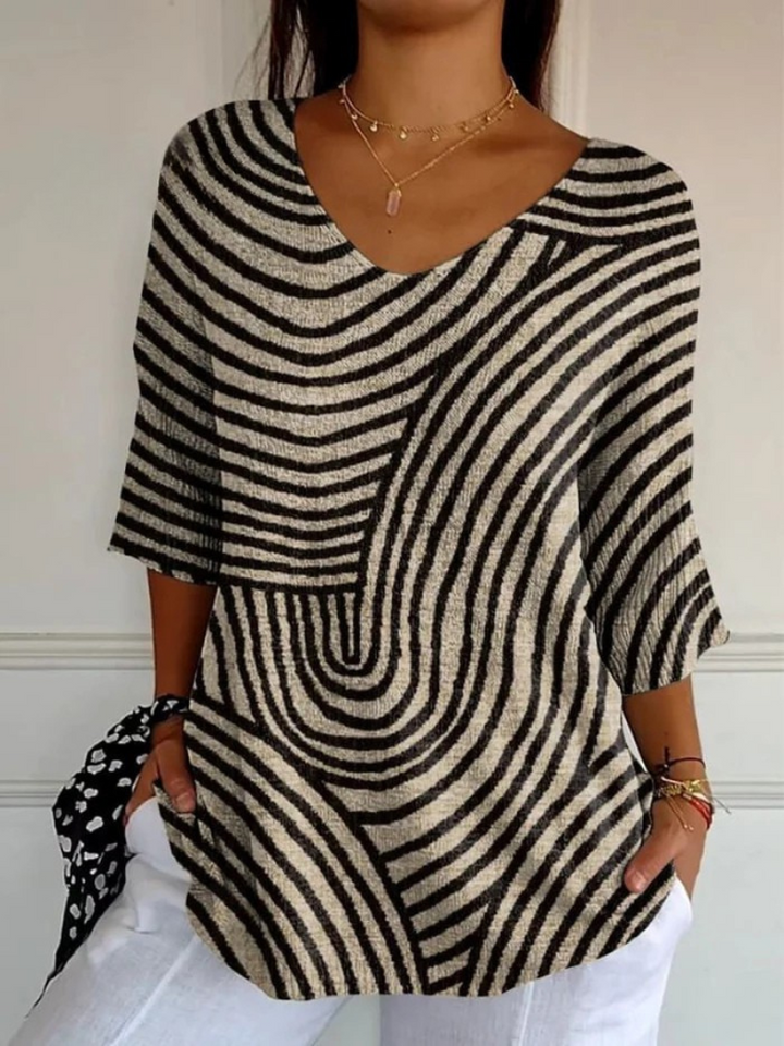Lucy | Women's Retro Geometric Art Round Line Print Casual Pullover Knit