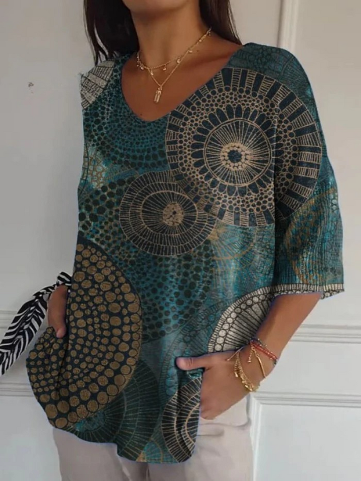 Zoey | Women's Vintage Circle Totem Abstract Geometry Casual Pullover Knit