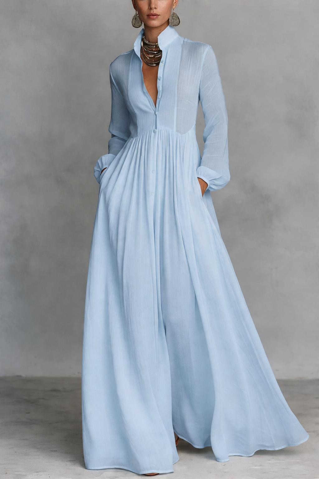 Serena | Elegant Button-Down Maxi Dress