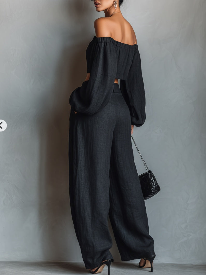 Tess | Off-Shoulder Set with Wide Pants