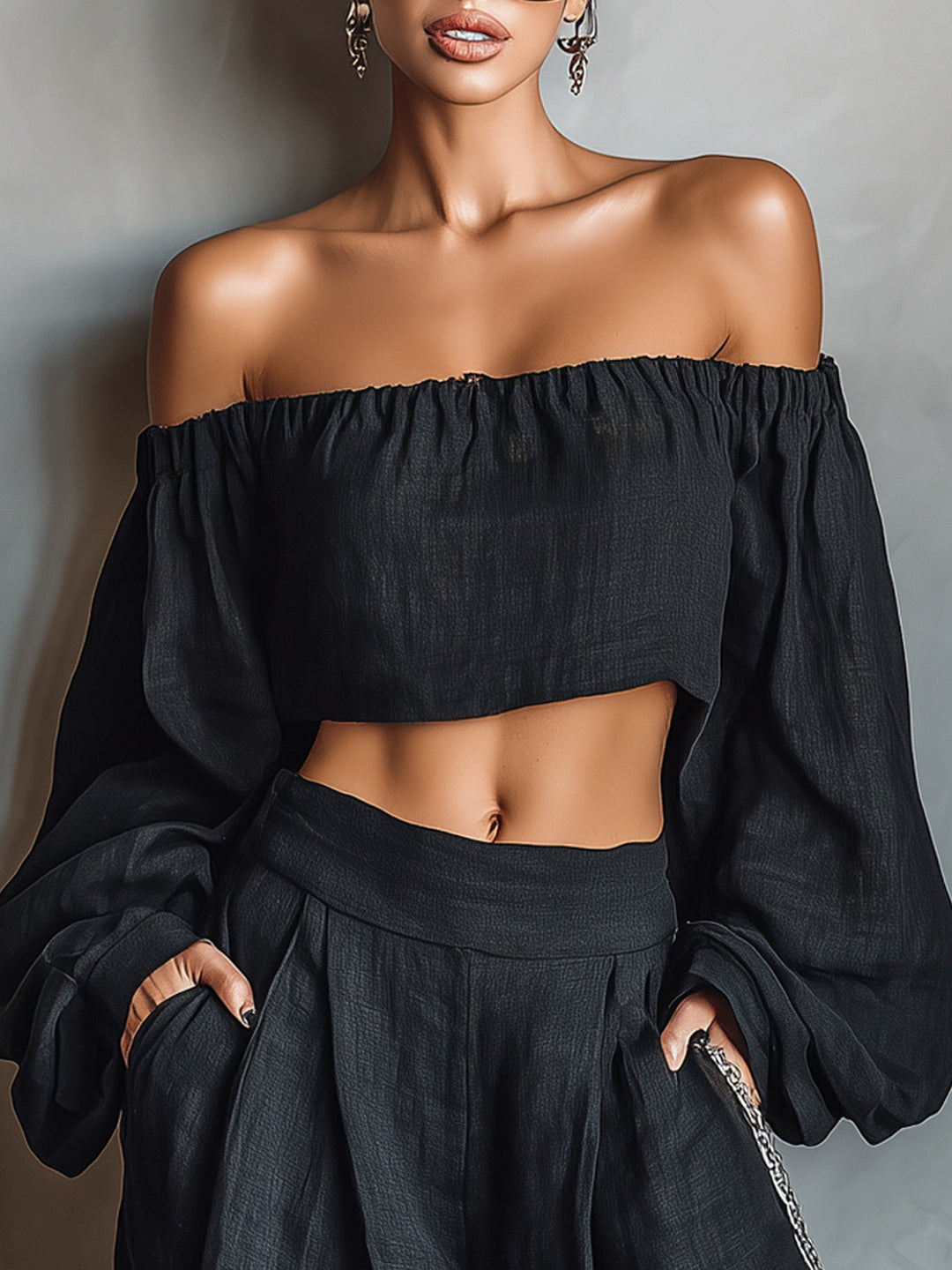Tess | Off-Shoulder Set with Wide Pants