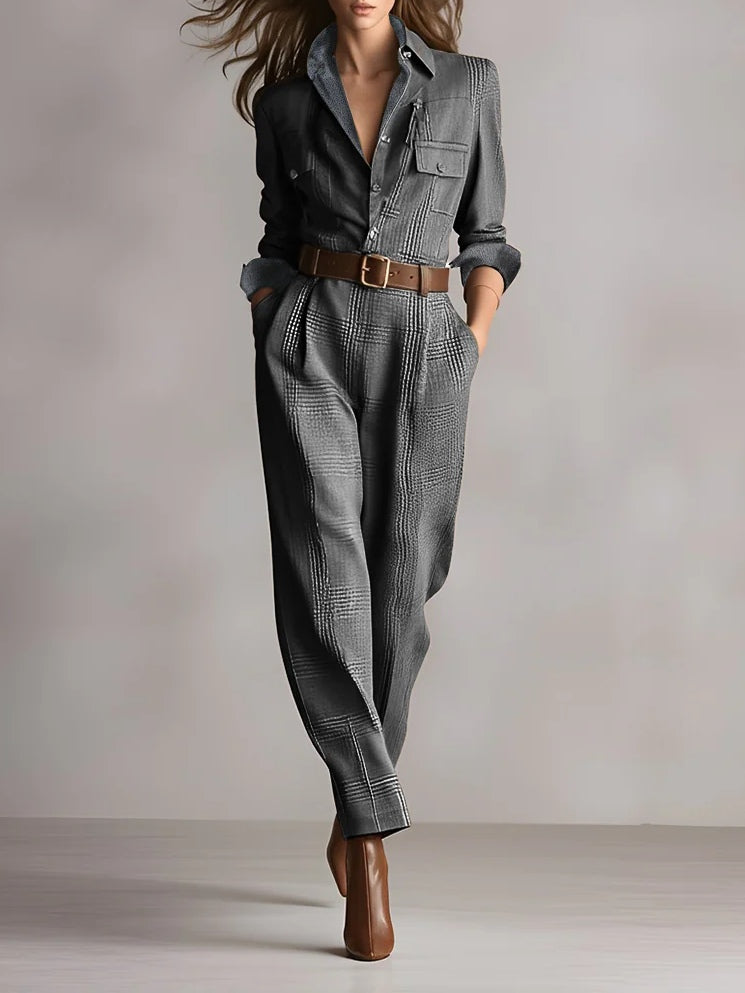 Anna | Elegant Checkered Pattern Jumpsuit