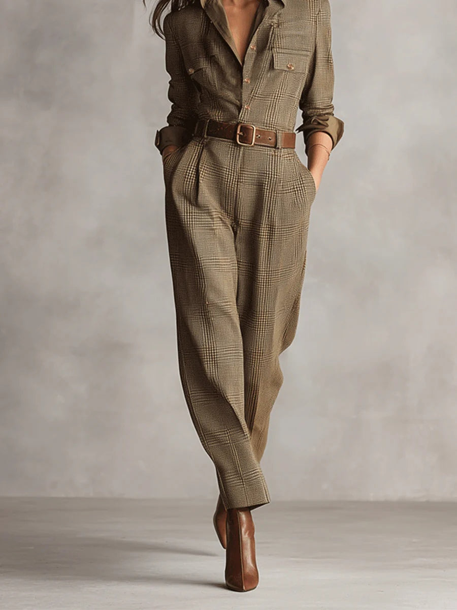 Anna | Elegant Checkered Pattern Jumpsuit