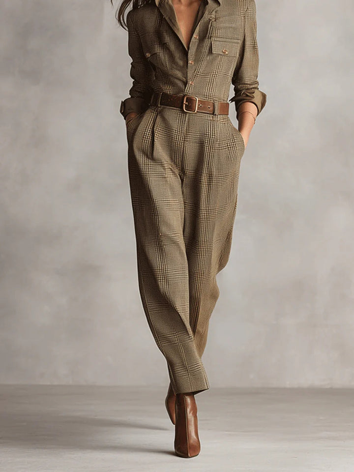 Anna | Elegant Checkered Pattern Jumpsuit