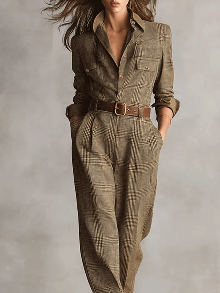 Anna | Elegant Checkered Pattern Jumpsuit