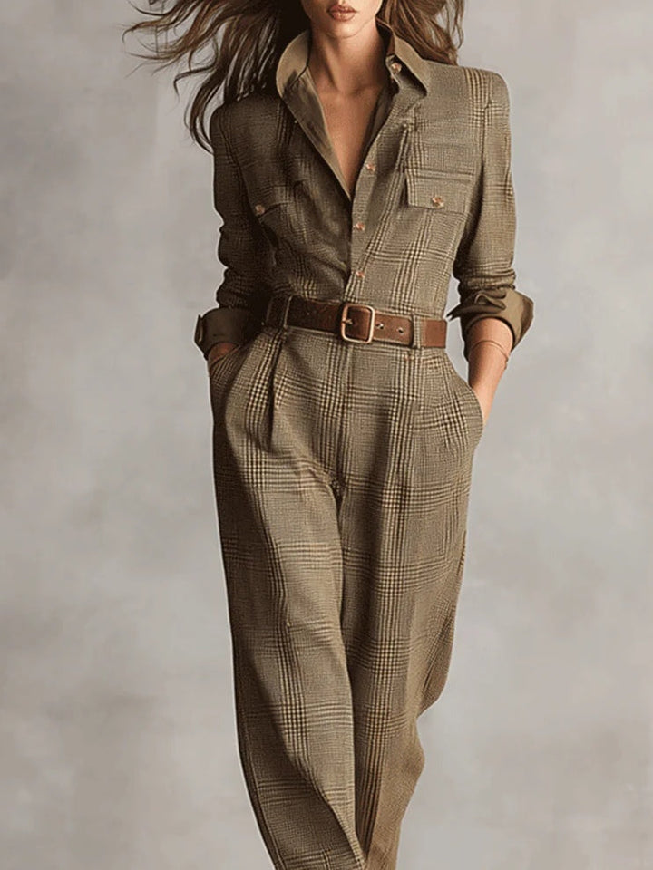 Anna | Elegant Checkered Pattern Jumpsuit