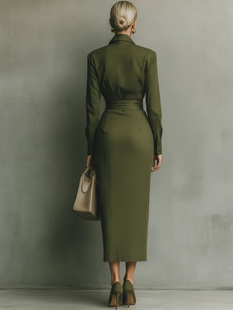 Noëlle | Military Green Maxi Dress