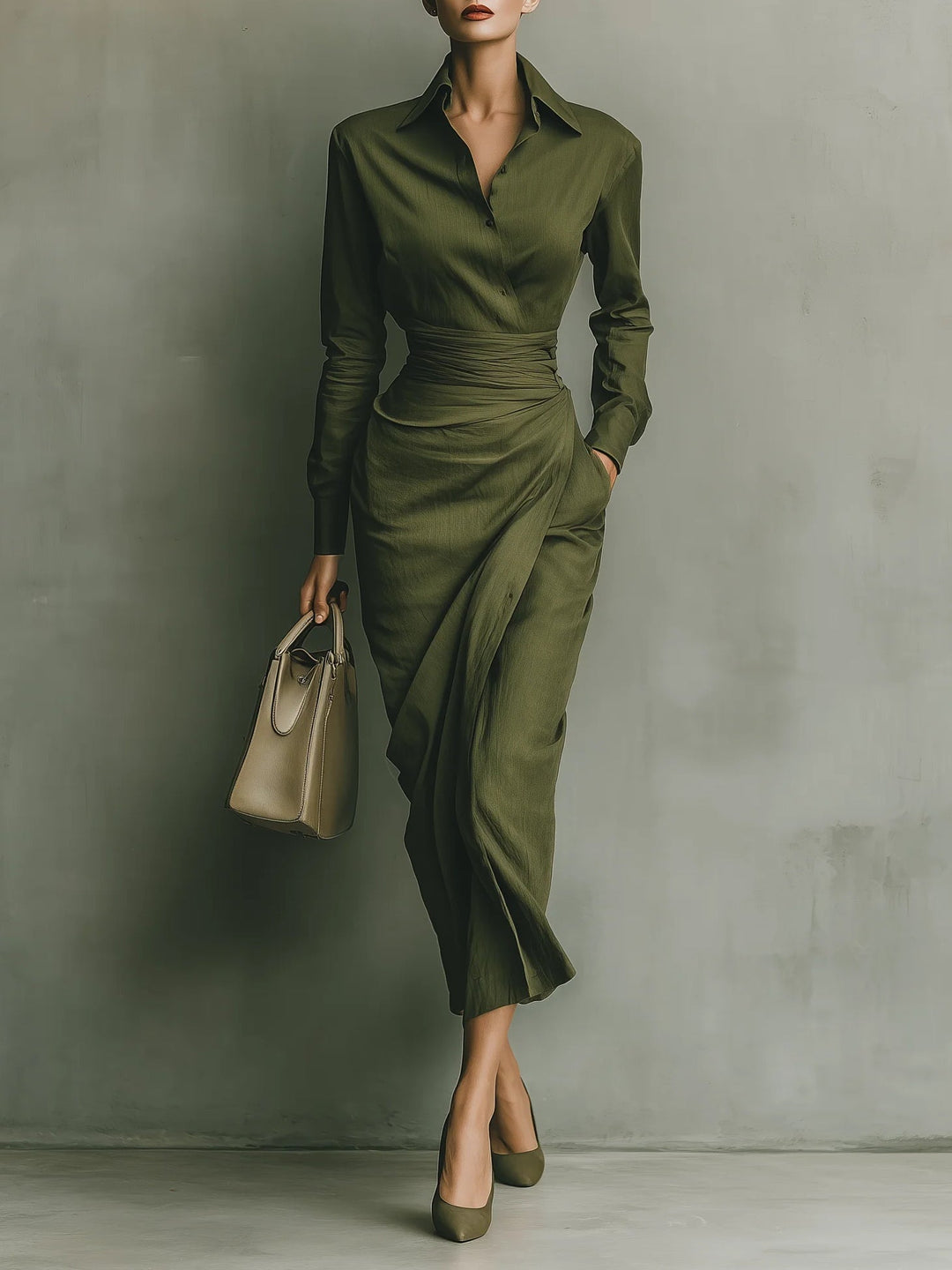 Noëlle | Military Green Maxi Dress